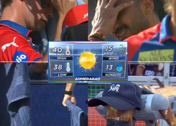 [In Pictures] IPL 2025: Player fight scorching heat in Ahmedabad during GT vs DC clash