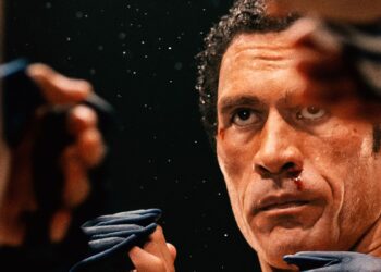 UFC ‘Smashing Machine’ movie poster featuring ‘The Rock’ and his thousand-yard stare