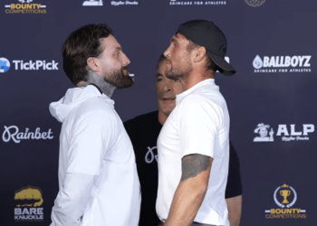 Face off! Darren Till vs. Aaron Chalmers staredown video from BKFC 90 press conference