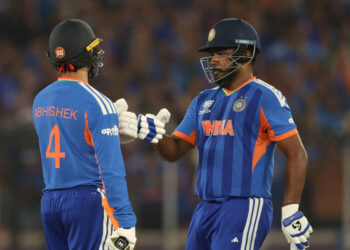 Samson and Abhishek match India T20I opening record with 5th fifty-plus stand