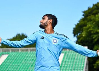 Shahbaz Ahmed reacts after his 121 helps Bengal beat Kerala by 287 runs