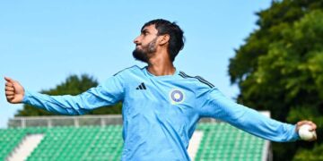 Shahbaz Ahmed reacts after his 121 helps Bengal beat Kerala by 287 runs